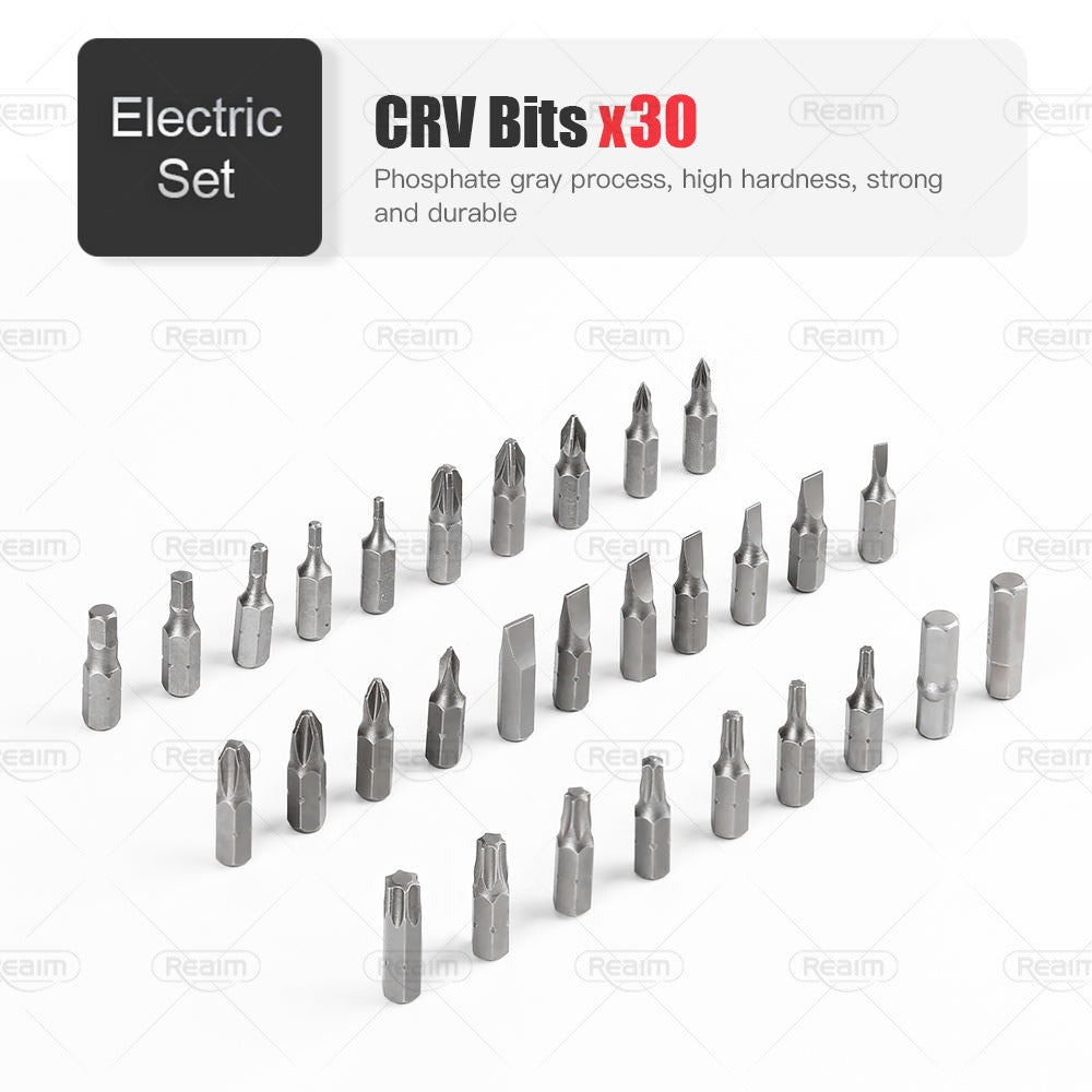 REAIM Cordless Screwdriver 48PCS Set DIY Electric Barena Drill Set Rechargeable Portable Foldable
